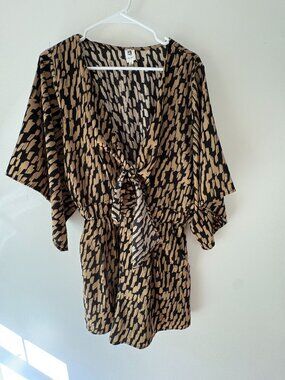 Flawless Abstract Cheetah Print Front Tie Romper